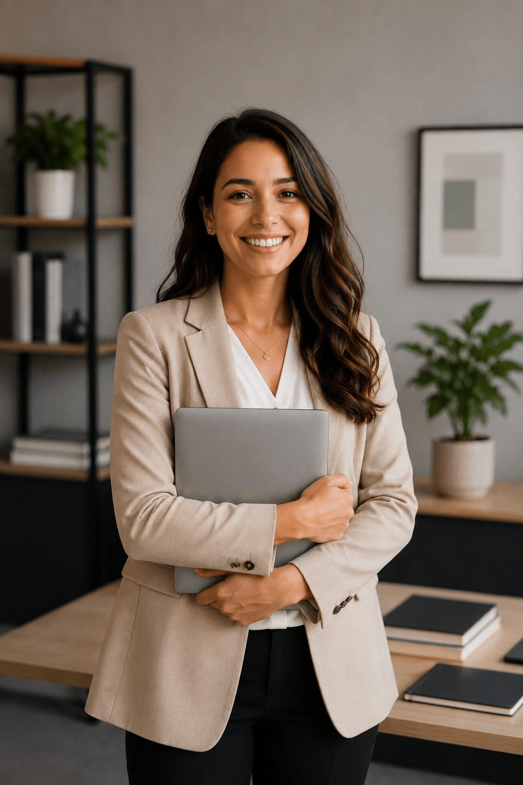 Student holding a laptop